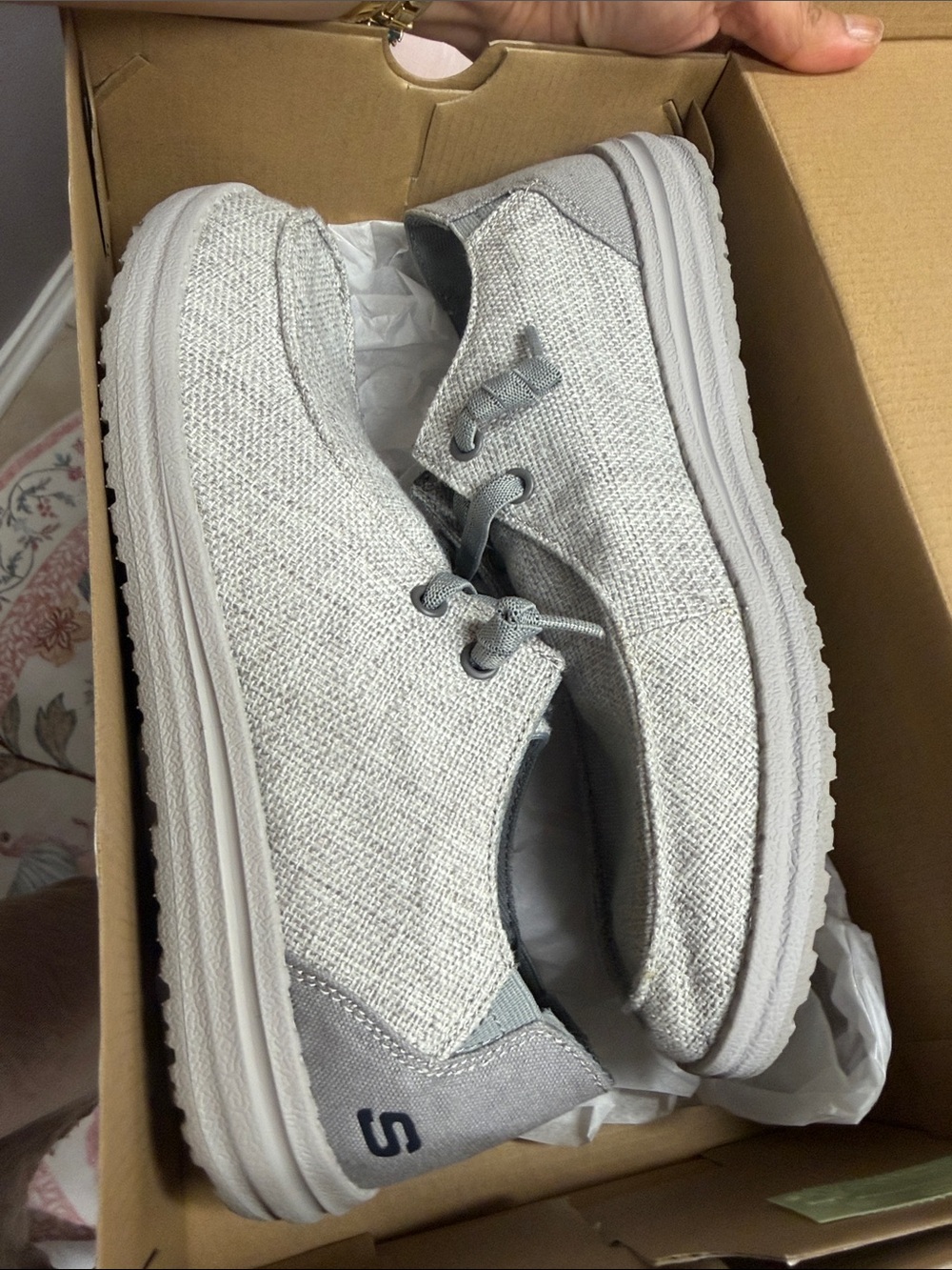 Skechers Gray Slip-On Knit Casual Sneakers - Picture 4 of 9